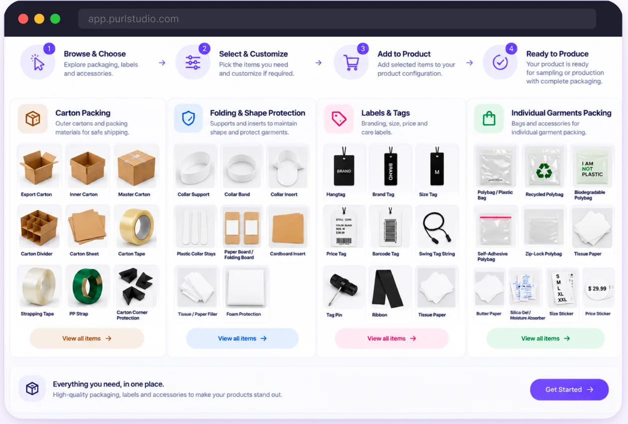 Choosing garment packaging, presentation accessories and export carton options